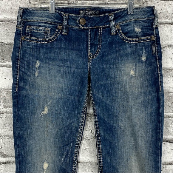 Silver Tuesday Women's 32 x 31 Bootcut Jeans Thick Stitch Embroidered Pockets - Picture 4 of 12